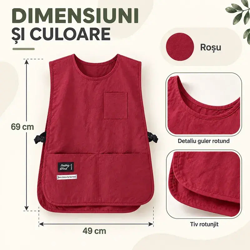 ✨ Şorţ Tip Vestă Impermeabil în Stil Japonez (5 Culori Disponibile) ☕ | 💅 Ideal pentru Saloane, Patiserii & Cafenele · Curele Reglabile · Rezistent la Pete