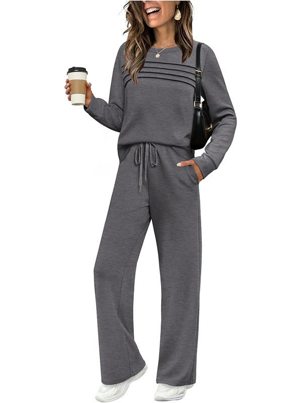 🔥Ultima zi - reducere 50% 💖【S-5XL】Set sport casual la modă pentru femei, tricou cu mânecă lungă din bumbac de înaltă calitate + pantaloni - E ✅️Ramburs la livrare