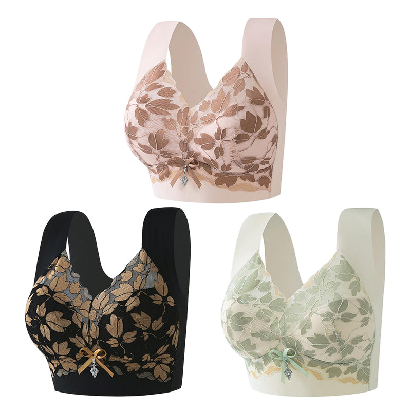 【3/6 buc】Sutien M-4XL de mărime mare cu dantelă, fără inel de oțel, spate frumos luxos, sutien sexy respirabil fără sudură【40~100kg】