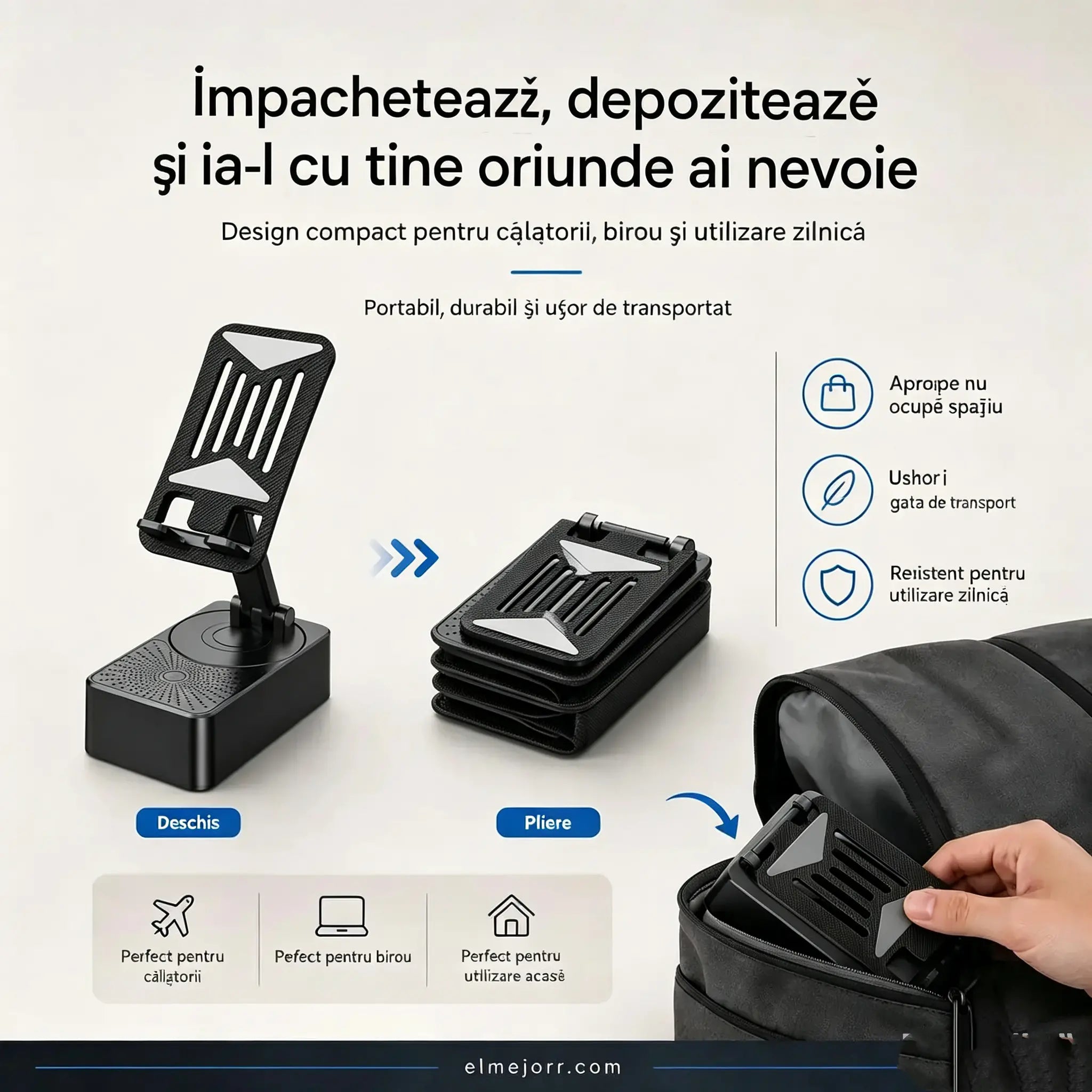 🔥 3 în 1: Boxă Bluetooth + încărcător + suport telefon mobil cu rotire la 360° 📱🔊⚡