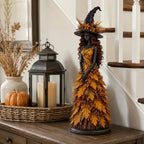 Figurină Vrăjitoare de Toamnă din Frunze Magic, Decorațiune de Halloween și Sezon pentru Șemineu, Raft sau Masă, Cadou Creativ