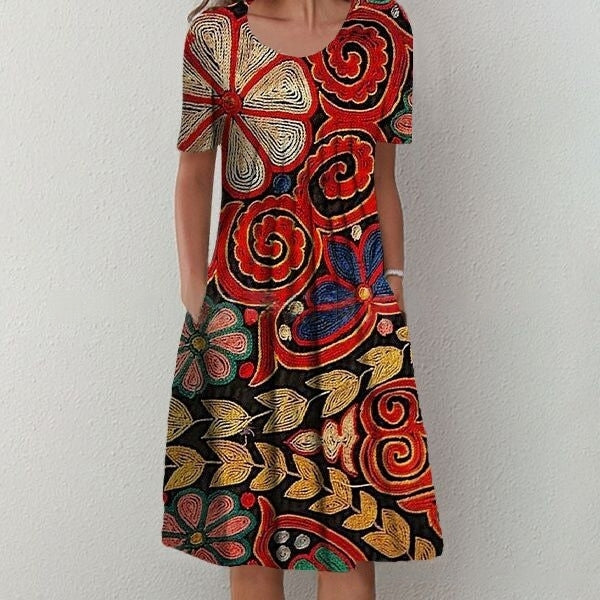 🔥S-5XL💗 Rochie midi cu imprimeu de grădină, nouă în 2026
