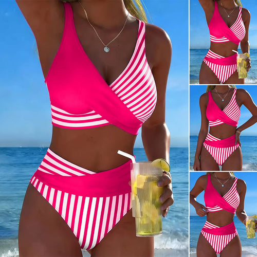 Costum de baie din două piese, cu imprimeu modern și uscare rapidă