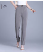 【XL-6XL】👖Pantaloni de vară din mătase glacială, cu talie înaltă și croială dreaptă