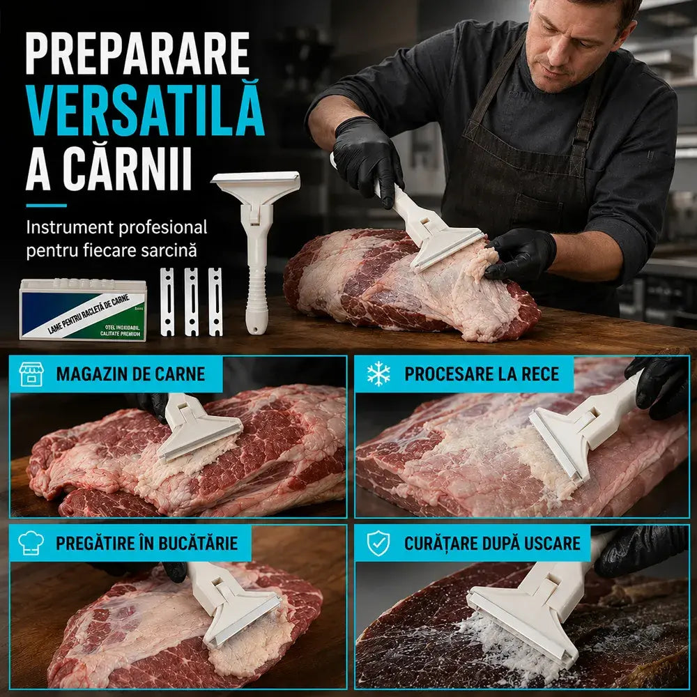 Aparat Profesional pentru Curățat Păr de Porc, Copite și Piele – Cuțit Ultra-Ascuțit din Oțel Inoxidabil, Design cu Clip și Schimbare Rapidă Lame (Set 2 Mânere + 20 Lame) 🔪🐖✨