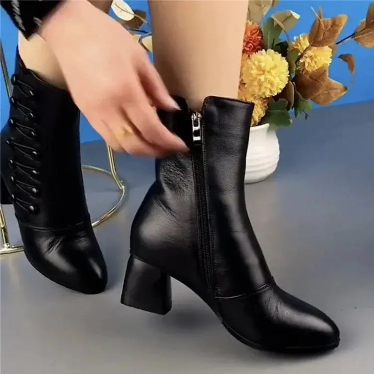 🔥【35-42】Botine de damă din piele caldă cu nasturi laterali