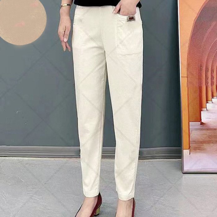 🔥【30%OFF！Livrare gratuită】🔥【M-6XL】🍃Pantaloni casual elastici respirabili cu talie înaltă pentru femei de vară