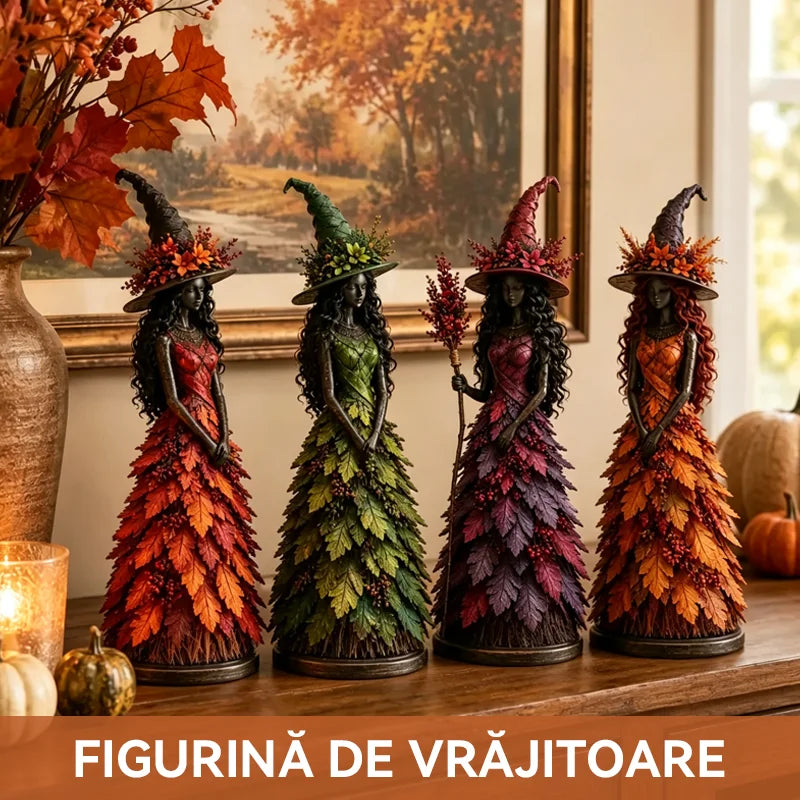 Figurină Vrăjitoare de Toamnă din Frunze Magic, Decorațiune de Halloween și Sezon pentru Șemineu, Raft sau Masă, Cadou Creativ