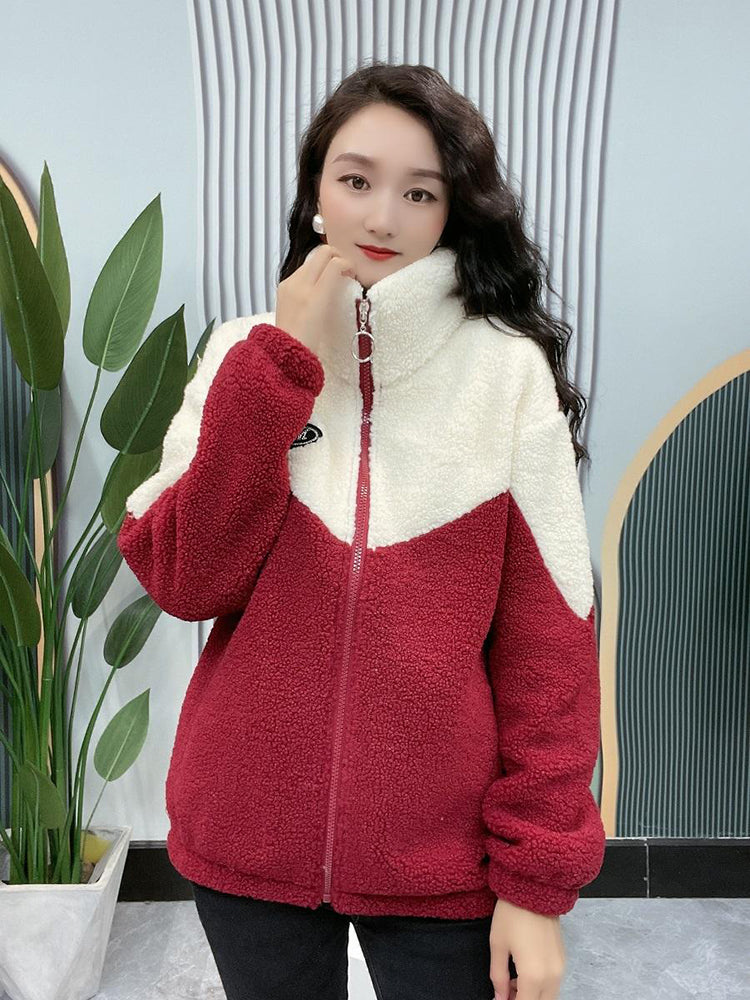 🔥🐏【M-4XL】Jachetă de iarnă fleece, jachetă de bumbac, geacă de bumbac îngroșată din lână de miel, jachetă caldă