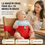 👶 Un produs indispensabil pentru hrănirea copiilor în călătorii! Centura de fixare de siguranță pentru scaunul de masă portabil pentru copii, gata de utilizare cu o singură apăsare, cu protecție împotriva căderilor! ✨🎒