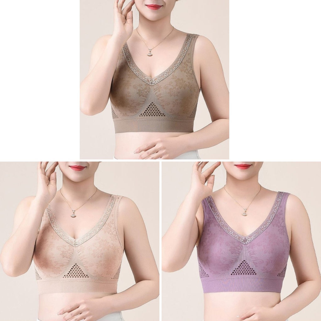 😍【Pachet de 3】Sutien respirabil și confortabil dintr-o singură piesă pentru vârste mijlocii și vârstnici❤️【40-90KG】