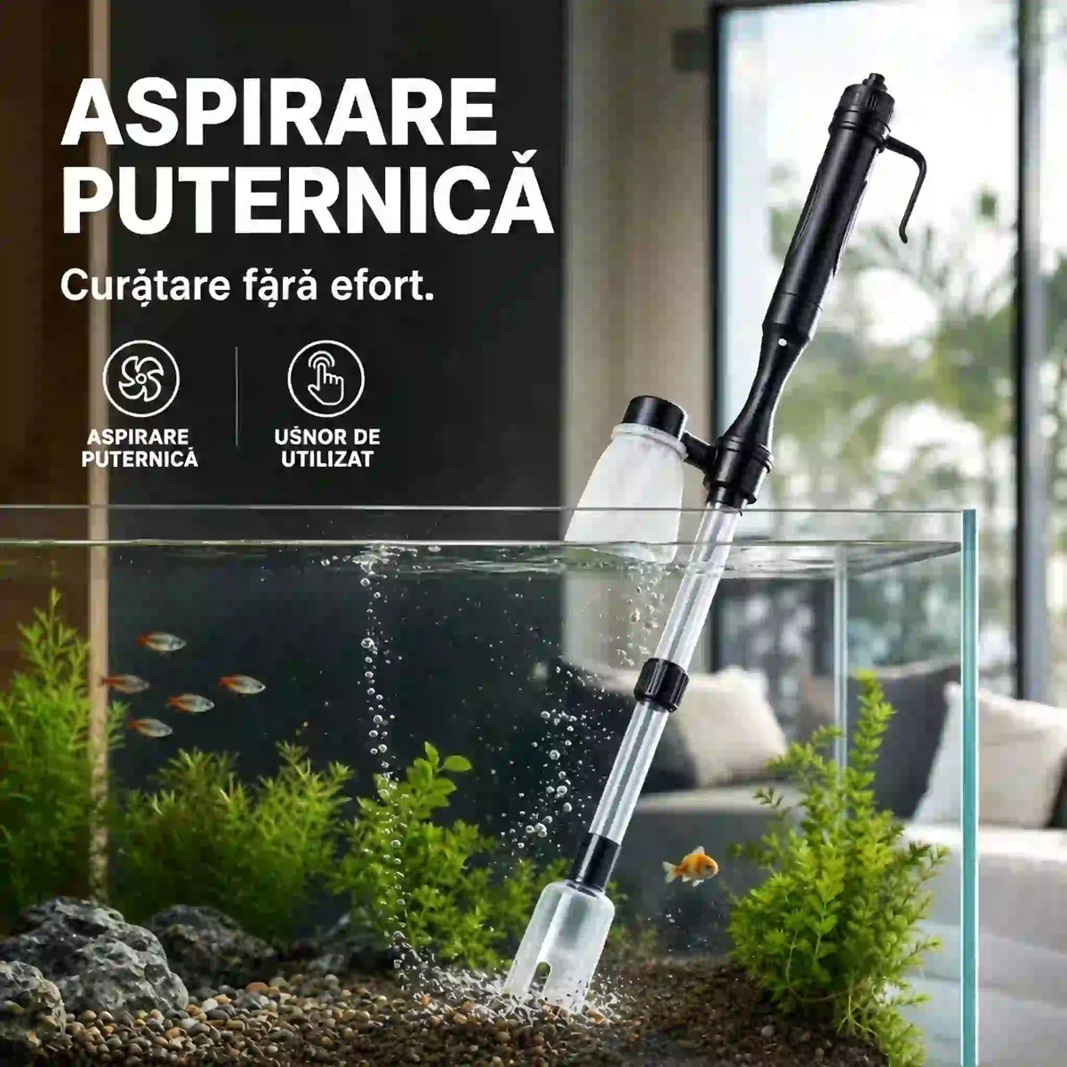 🐠Aparat electric de curățare a substratului din acvariu, cu lungimea furtunului reglabilă pentru o curățare ușoară – potrivit pentru toate acvariile🧹🐟