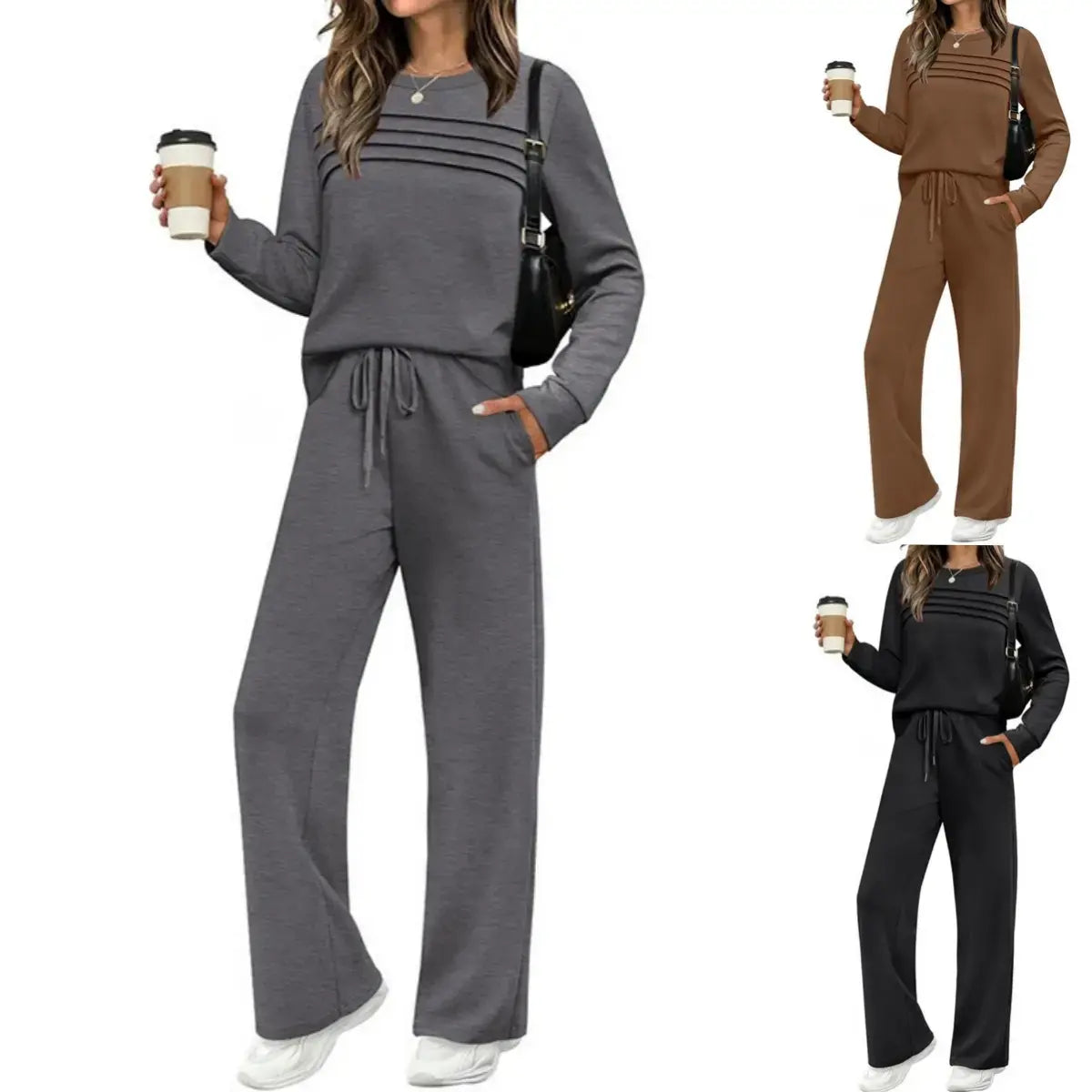 🔥Ultima zi - reducere 50% 💖【S-5XL】Set sport casual la modă pentru femei, tricou cu mânecă lungă din bumbac de înaltă calitate + pantaloni - E ✅️Ramburs la livrare