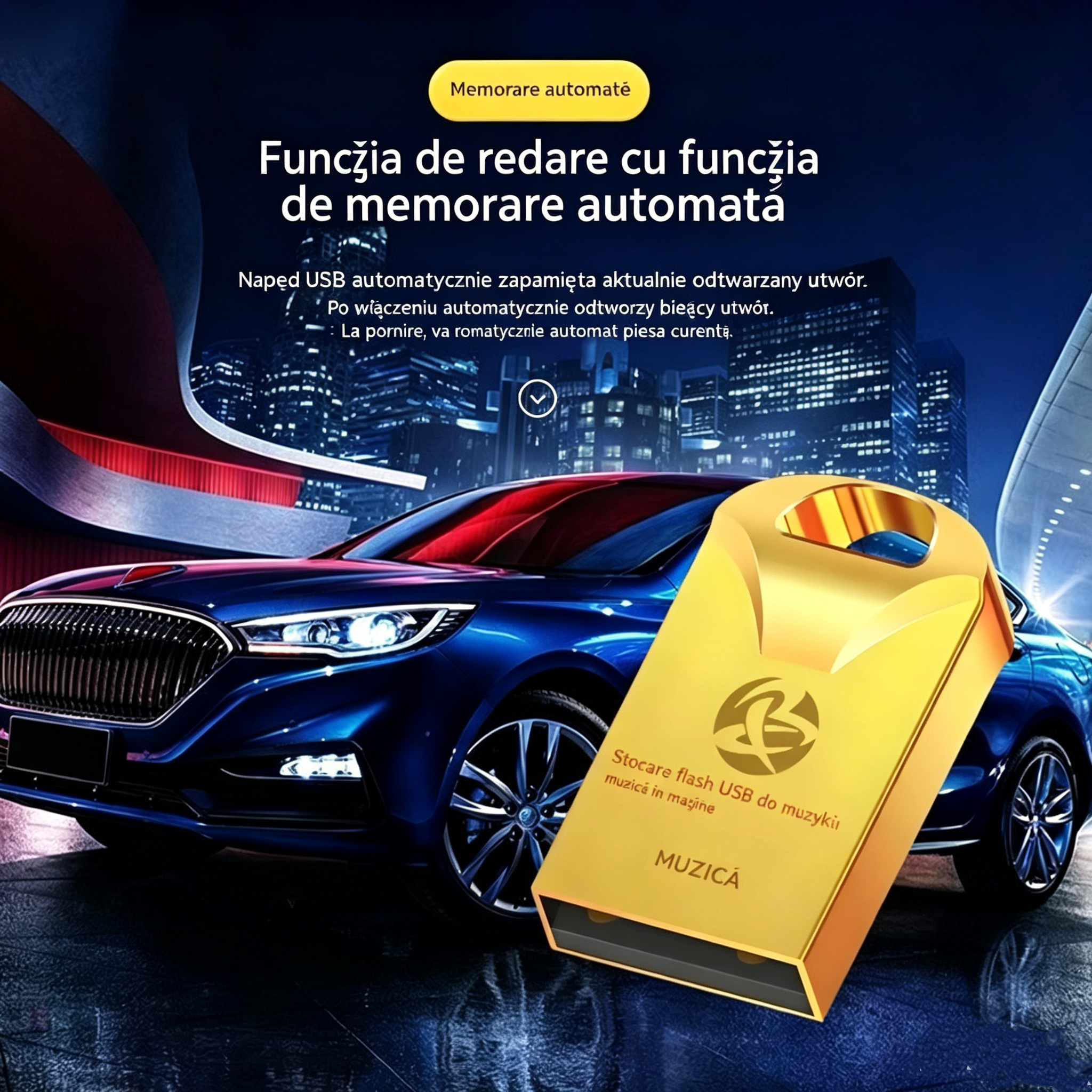 🔥🔥【32 GB】Stick USB universal de înaltă calitate pentru muzică auto【2500 de melodii populare + 100 de filme】