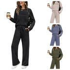 🔥Ultima zi - reducere 50% 💖【S-5XL】Set sport casual la modă pentru femei, tricou cu mânecă lungă din bumbac de înaltă calitate + pantaloni - E ✅️Ramburs la livrare