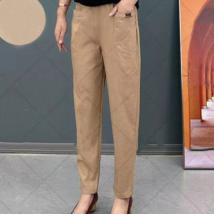 🔥【30%OFF！Livrare gratuită】🔥【M-6XL】🍃Pantaloni casual elastici respirabili cu talie înaltă pentru femei de vară