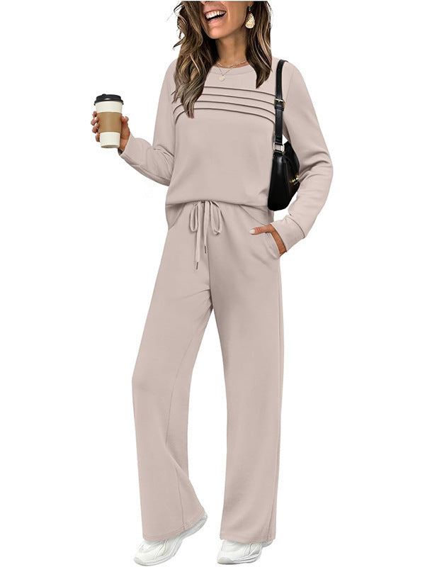 🔥Ultima zi - reducere 50% 💖【S-5XL】Set sport casual la modă pentru femei, tricou cu mânecă lungă din bumbac de înaltă calitate + pantaloni - E ✅️Ramburs la livrare
