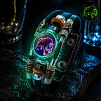 🌙 Brățară din piele cu semne zodiacale luminescente – împletitură în 3 straturi, lungime reglabilă, unisex 💫✨