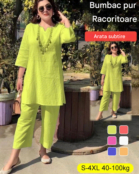 🌼🌼【40-100 kg】Costum de vară 2026, stil etnic, culoare solidă, temperament, pentru navetiști, la modă, nou