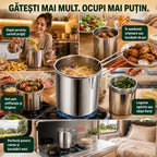 Mini friteuză din inox cu coș pentru prăjit – Compactă, economisește ulei & fără stropi! 🍟🍗