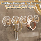 💥🏆【10/20/30 Buc】Agățătoare Hexagonală Fără Perforare.💎 Design Elegant cu Textură Iceberg – Lipire Ușoară, Suport Puternic, Fără Urme 🛁