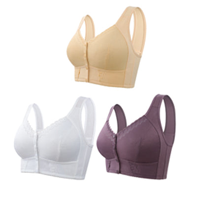 (3/6buc）💕🎁【45kg-155kg】Sutien supradimensionat, respirabil, din bumbac moale, cu nasturi frontali