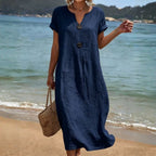 ✨【S-3XL】Rochie elegantă din in și bumbac – Confort și prospețime