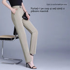 【XL-6XL】👖Pantaloni de vară din mătase glacială, cu talie înaltă și croială dreaptă
