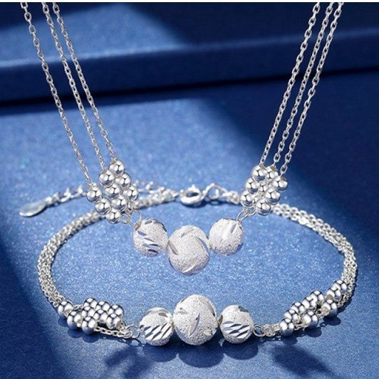 🔥Vânzare fierbinte🔥【Colier + Brățară】✨Set de bijuterii colier cu transfer de argint gravat