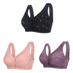 ✨【Cumpără 1 primești 2 gratis】💞[40-105kg]Sutien elegant din bumbac cu nasturi în față pentru femei de vârstă mijlocie