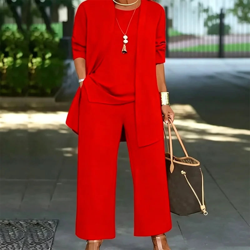 Compleu Premium din 3 Piese de Vară: Cardigan Fluid, Top Lejer și Pantaloni Dresaj Anti-Șifonare, Mărimi S-5XL