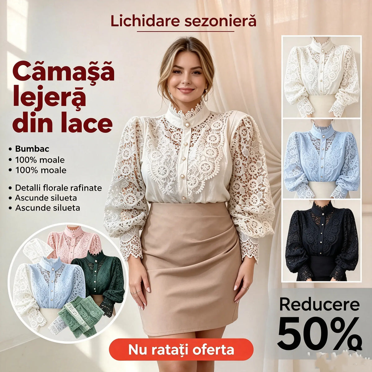 💘😍【S-3XL】2026 cămașă nouă din dantelă cu flori goale