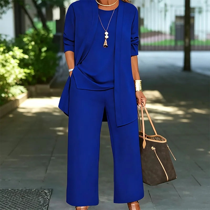 Compleu Premium din 3 Piese de Vară: Cardigan Fluid, Top Lejer și Pantaloni Dresaj Anti-Șifonare, Mărimi S-5XL