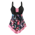 Costum de Baie 2 Piese cu Rochiță Flotantă, Imprimeu Floral Albastru, Design Elegant pentru Controlul Abdomenului, Confortabil și Respirabil