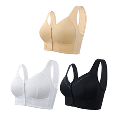 (3/6buc）💕🎁【45kg-155kg】Sutien supradimensionat, respirabil, din bumbac moale, cu nasturi frontali