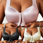 😍👙【3 bucăți】【40-100 kg】Sutien push-up pentru femei cu mărimi mari, fără balene, cu închidere în față și care previne lăsarea sânilor