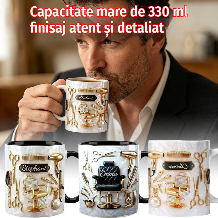 ☕【Design plin de personalitate】✂️ Cană de cafea din ceramică, stil luxos și unic