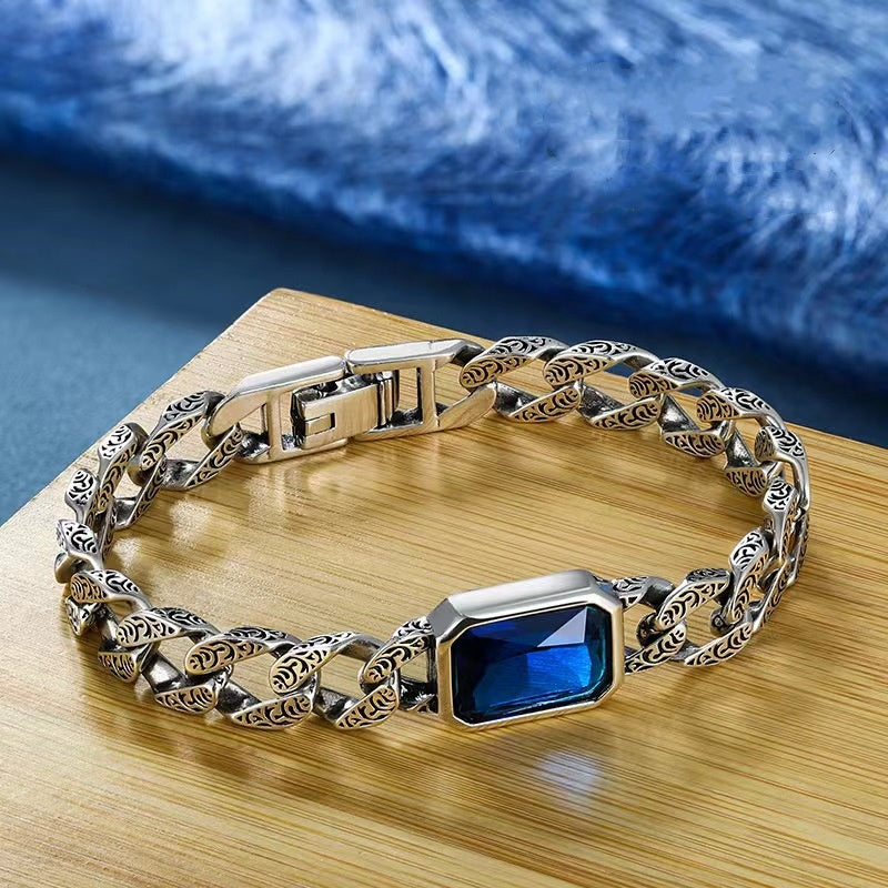 💙💙Brățară împletită de epocă, realizată manual cu safir