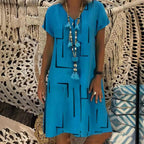 🏆👗【S-5XL】Rochie imprimată din bumbac cu decolteu în V