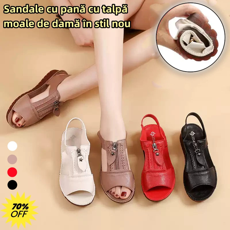 🔥🔥【Cumpărați 1, primiți 1 gratuit】【35-43】2026 Sandale noi, plate, din piele naturală, anti-alunecare, cu talpă moale