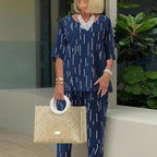 【Top + pantaloni】【40-110kg】2026, primăvară și vară, noua modă, cu gât rotund, mânecă cinci sferturi, set liber din două piese