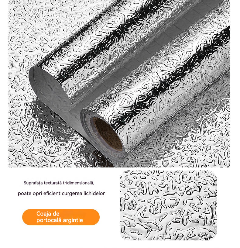 【40cm*5m】🛡️ Folie Autoadezivă din Aluminiu Detașabilă – Anti-grăsime, Rezistentă la Căldură și Ușor de Curățat