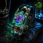 🌙 Brățară din piele cu semne zodiacale luminescente – împletitură în 3 straturi, lungime reglabilă, unisex 💫✨