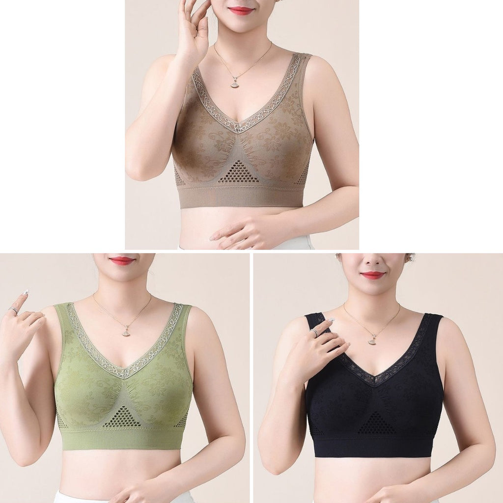 😍【Pachet de 3】Sutien respirabil și confortabil dintr-o singură piesă pentru vârste mijlocii și vârstnici❤️【40-90KG】
