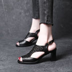 【35-40】👡Sandale de vară noi 2026, cu toc plat, cu vârful deschis, cu talpă groasă și toc plat, cu gura de pește (înălțimea tocului 5/7 cm)