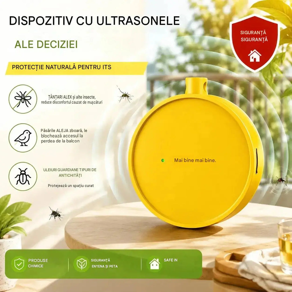 🔥【2 bucăți la 124 lei】🐦 Dispozitiv portabil cu ultrasunete pentru alungarea păsărilor｜Dispozitiv automat pentru alungarea porumbeilor, ideal pentru balcoane, grădini și spații exterioare
