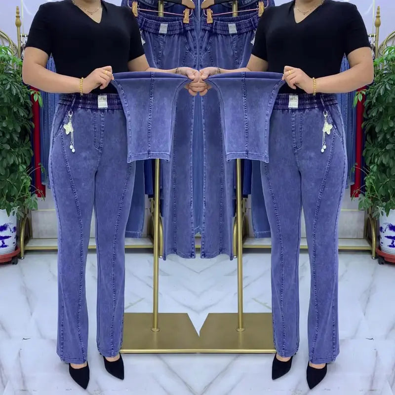 🏆👖【M-4XL】Blugi elastici de pentru femei talie înaltă