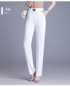 【XL-6XL】👖Pantaloni de vară din mătase glacială, cu talie înaltă și croială dreaptă