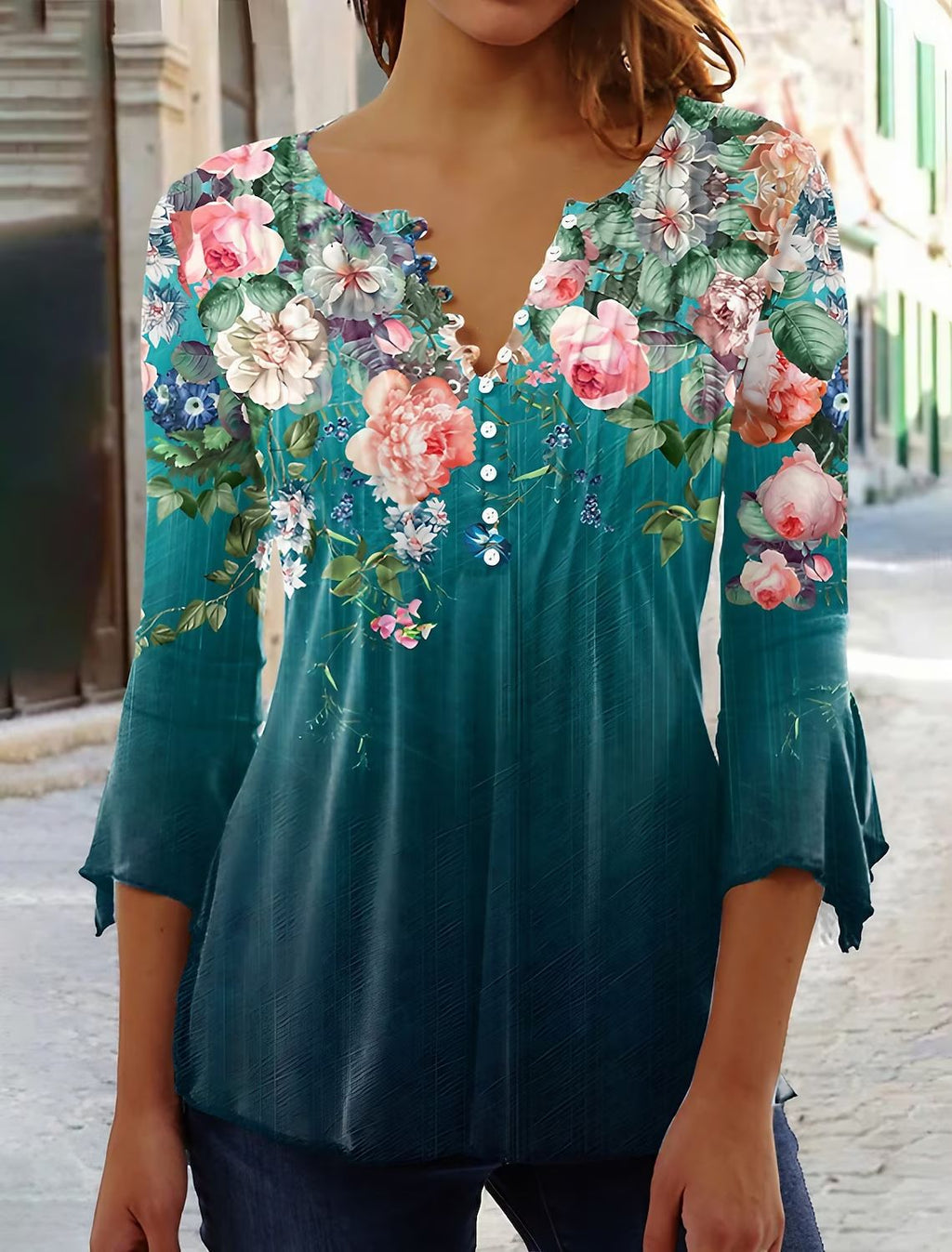 👕🥰【Ofertă limitată în timp 】[S-5XL] Tricou elegant pentru femei, cu decolteu în V
