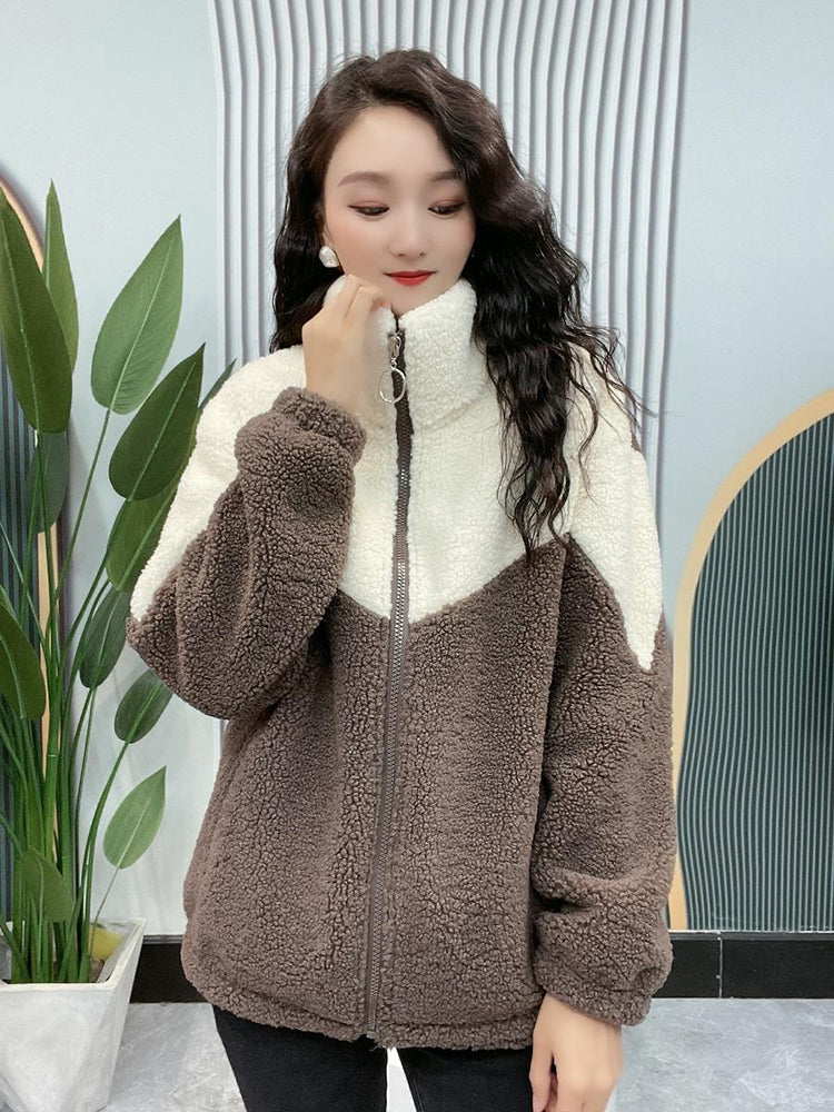 🔥🐏【M-4XL】Jachetă de iarnă fleece, jachetă de bumbac, geacă de bumbac îngroșată din lână de miel, jachetă caldă